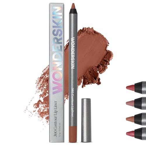 Wonderskin Lip Liner Pencil - 360 Contour Lipliner, Long Lasting, Sharpenable, Waterproof and Transfer-Proof Brown Lip Liner Pencil (Nutmeg)