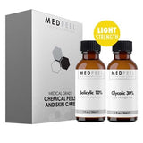 MedPeel Light Strength Chemical Peel Set - with Alpha & Beta Hydroxy Acid Face Peel for all Skin Tones - 10% Salicylic 30ml/1fl oz, 30% Glycolic