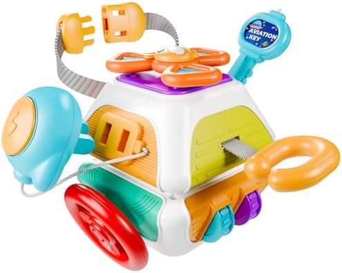 iPlay, iLearn 10 in 1 Baby Busy Board Cube, Montessori Sensory Toy Toddler 1-3, Infant Carseat Plane Travel, Kid Education Learning Activity, Easter Birthday Gift 6 9 12 18 Month 1 2 Year Old Boy Girl