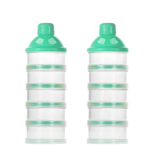 Accmor Formula Dispenser On The Go, 5 Compartments Stackable Formula Container for Travel, Baby Milk Powder Kids Snack Container, BPA Free