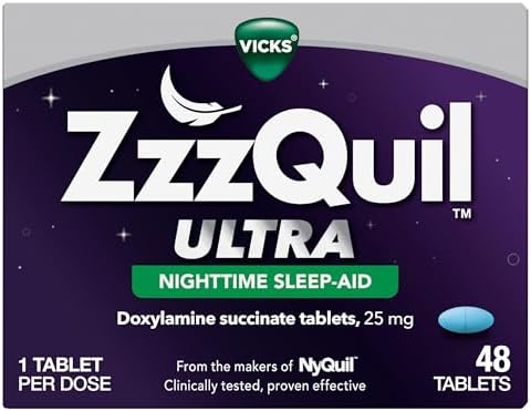 ZzzQuil ULTRA, Sleep Aid, Doxylamine Succinate 25mg, Sleep Aids for Adults, Nighttime Sleep Aid, 48 Tablets