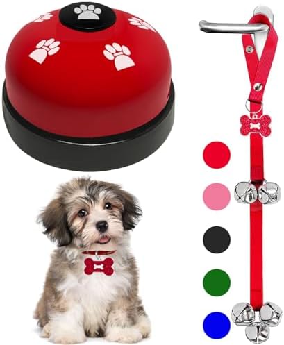 2 Pack Dog Door Bells, Dog Doorbell to go Outside Puppy Train Bell for Dogs to Ring to go Potty, Puppy Toilet Training Bell Jingle Bells for Door Knob (Red)