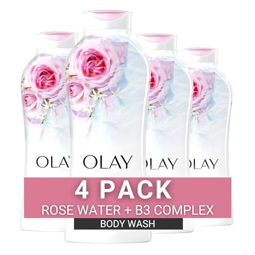 Olay Fresh Outlast Rose Water & Sweet Nectar Scent Body Wash for Women 22 fl oz (Pack of 4)