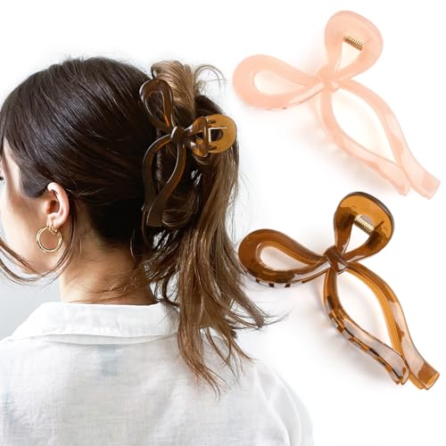 Yanibest Elegant Bow Hair Claw Clips Stylish Large Hair Clips for Thin and Thick Hair | Holiday Gift for Teen Girls | Chic Hair Styling Accessories for Women (Pack of 2)
