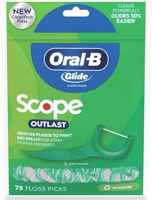 Oral-B Pro-Health Floss Picks + Scope Outlast Long Lasting Mint Flavor - 75 ct, Pack of 4