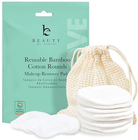 Reusable Makeup Remover Pads - 14 Eco-Friendly Cotton & Bamboo Rounds for Toner, Ultra Soft for All Skin Types, Includes Washable Bag