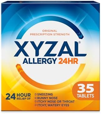 Xyzal 24 Hour Allergy Relief Medicine, Original Prescription Strength Antihistamine, Levocetirizine Dihydrochloride Tablets, 5 mg, 35 Count