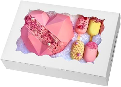 Moretoes 15pcs Bakery Boxes,12x8x2.5 Treat Boxes, White Cookie Boxes, Dessert Boxes for Chocolate Covered Strawberries, Cakes, Pies, Muffins, Donuts and Pastries