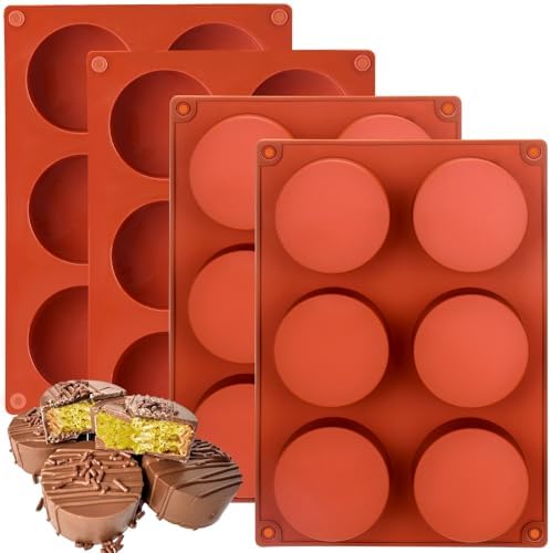 Palksky 4PCS Round Chocolate Mold for Dubai Chocolate Bar Filling Pistachio Cream Butter,Cylinder Thick Chocolate Bar Mold Deep for Knafeh Stuffed Bar