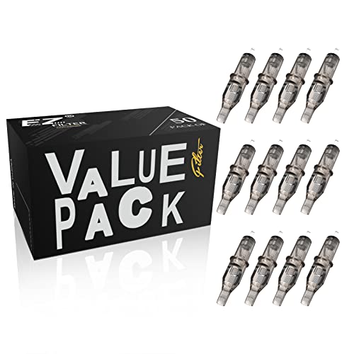 EZ 50Pcs Tattoo Cartridge Needles Mixed #10 Bugpin Flat Magnum 7M1 9M1 11M1 13M1 15M1 Assorted for Rotary Tattoo Machine Supply