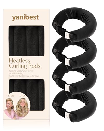 YANIBEST Heatless Hair Curler, Heatless Curls Overnight, No Heat Curling Rod,Hair Rollers to Sleep in, 4PCS Rods for Most Hair Types