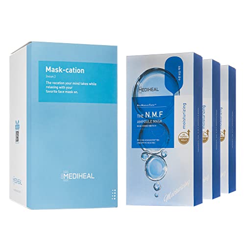Mediheal Official Best No.1 Korean Sheet Mask - NMF Ampoule Face Mask 30 Sheets Jumbo For Intensely Hydrating Moisturizing with NMF For All Skin Types Value Sets