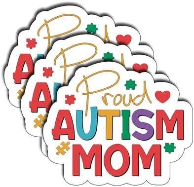 (3Pcs) Proud Autism Mom Sticker, Autism Mom Car Decals, Mama Proud Autistic Sticker, Autism Car Sticker Decal for Laptop Phone Water Bottles Kindle Gifts Lover Boys Girls Grandma Autism 3"x2.8'' Inch