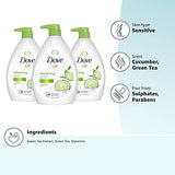 Dove Refreshing Body Wash with Pump Revitalizes and Refreshes Skin Cucumber and Green Tea Effectively Washes Away Bacteria While Nourishing Your Skin, 34 Fl Oz (Pack of 3)