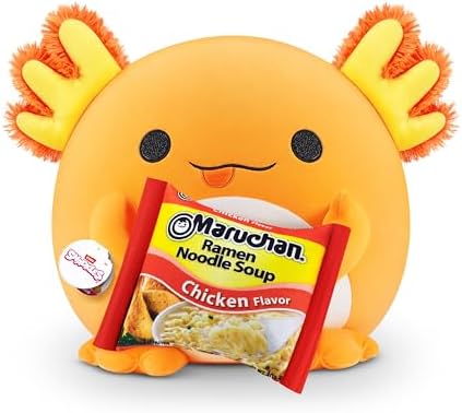 Snackles (Maruchan) Axolotl Super Sized 14 inch Collectible Plush by ZURU, Ultra Soft, Real Licensed Brands, Stuffed Animal