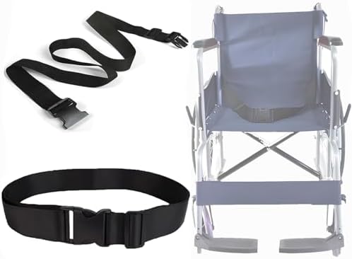 Wheelchair Safety Strap Seat Belt, 31-86"Adjustable Length/ 2" Wide - Black Anti-Slip and Anti-Fall Wheelchair Fixation Belt, Extra Long Size-Suitable for Obese People