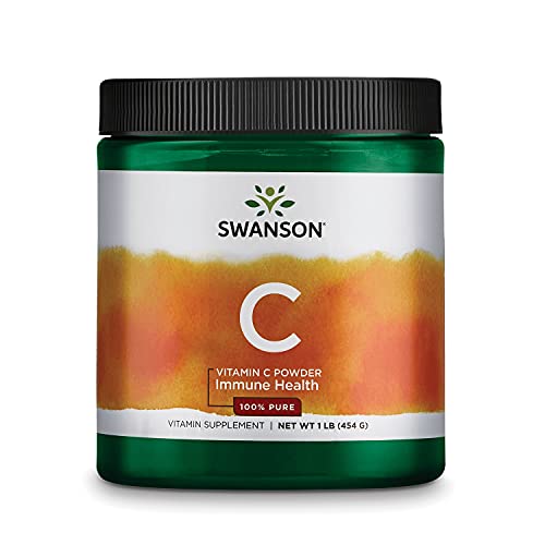 Swanson Vitamin C Powder 100% Pure Ascorbic Acid, Immune System Support, Skin Health, Cardiovascular Health, Antioxidant Supplement 1000 mg (per Serving) 1 lb. 454 g