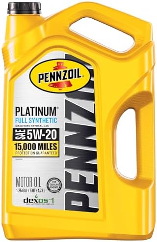Pennzoil Platinum Full Synthetic 5W-20 Motor Oil, 5-Quart
