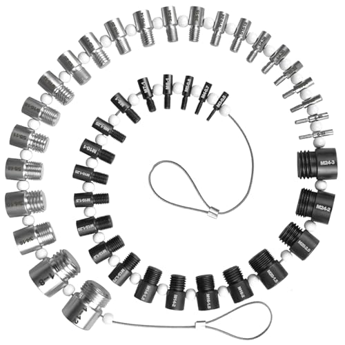 Nut and Bolt Thread Checker 44 Male/Female Thread Gauges (23 SAE/Inch & 21 Metric) Nut and Bolt Thread Size Checker Thread Identifier Gauges for Quickly Identify and Verify