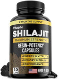 Vitalpha Natural Shilajit Resin Capsules – 50% Fulvic Acid – 85 Trace Minerals – Pure Himalayan Shilajit Supplement – Organic, Made in USA – 60 Capsules