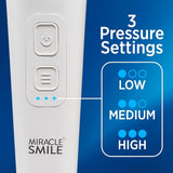 Ontel Miracle Smile Water Flosser for Teeth & Gum Health, Unique H-Shaped Flossing Head & 4 Water Jets, Cordless Water Flosser Features 360° Cleaning & 3 Pressure Modes, USB Rechargeable Dental Floss