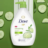 Dove Refreshing Body Wash with Pump Revitalizes and Refreshes Skin Cucumber and Green Tea Effectively Washes Away Bacteria While Nourishing Your Skin, 34 Fl Oz (Pack of 3)