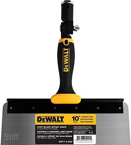 DEWALT 10" Offset Knife, 0.6mm Stainless Steel STIFF Blade | Soft-Grip Handle | DXTT-2-382