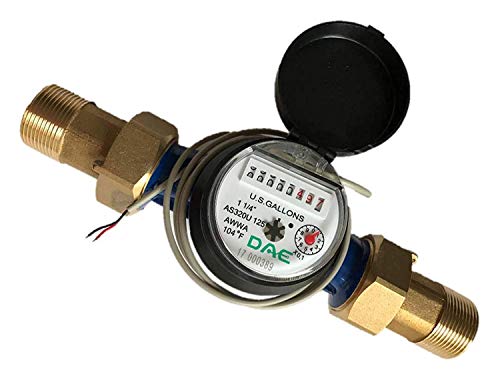 DAE AS320U-125P 1-1/4" Water Meter with Pulse Output, Measuring in Gallon + Coupling