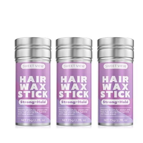 3PCS Hair Wax Stick, Flexible Hold Fly Away Hair Tamer, Slick Back Hair Gel/Cream for Sleek Ponytail, Smooth Flyaways & Frizz, Hair Styling Accessorie Pomade Balm for Toddler, Kid