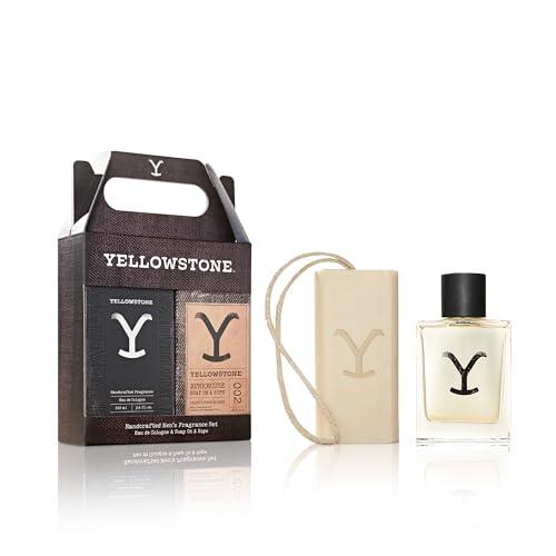 Yellowstone Men's Fragrance & Grooming Gift Set, Eau de Cologne & Artisinal Bar Soap On A Rope - 3.4 fl oz (100 mL) |10 oz