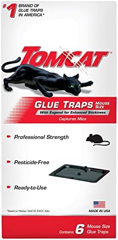 Tomcat Rat Trap with Immediate Grip Glue for Rats, Mice, Snakes, Cockroaches, Spiders, and Scorpions, Ready-to-Use, 6 Count (Pack of 12)