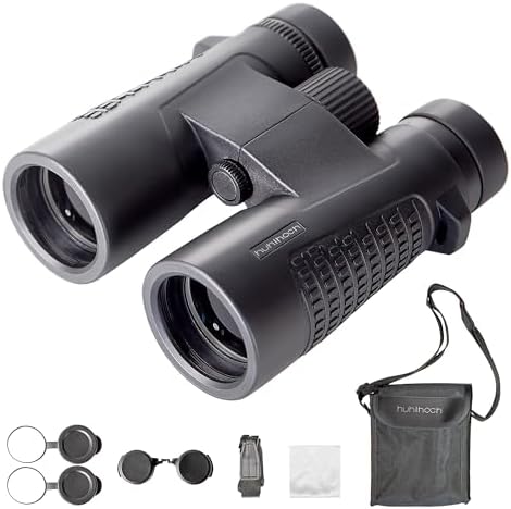 High Power 10x42 Binoculars for Adults and Kids,Wide Field of View, Clear Vision,Perfect for Bird Watching, Travel, Hunting, Theater, Camping,includes Storage Bag and Neck Strap - Huhloch Binoculars