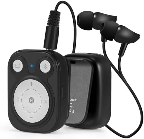 Mini MP3 Player with Bluetooth - 64GB MP3 with OTG Function Clip-Portable Lightweight Music Player for Sports/Running/Cycling/Exercise-Sporter,Student,Kid (Midnight)