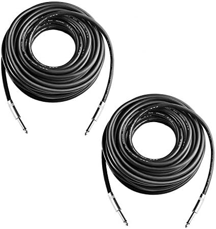2Pcs 25 Feet Professional 1/4" to 1/4" Speaker Cables, Pair 25 ft 12 Gauge 1/4 Male Inch Audio Amplifier Connection Heavy Duty Cord Wire (25ft)