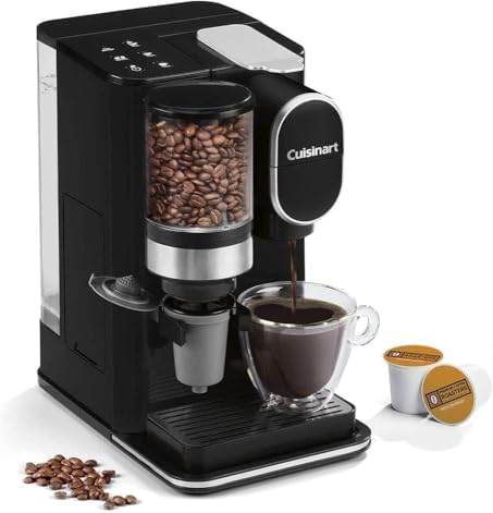 Cuisinart Single Serve Coffee Maker + Coffee Grinder, 48-Ounce Removable Reservoir, Black, DGB-2