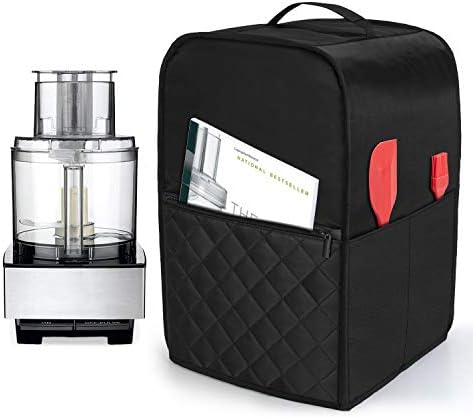 Luxja Food Processor Cover Compatible with Cuisinart and Hamilton Beach 11-14 Cup Processor, Food Processor Dust Cover with Accessories Pockets, Black