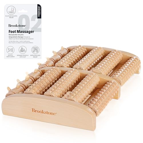 Brookstone Foot Roller Massager Plantar Fasciitis Relief – Wood Foot Massage Tool – Stimulate Foot Reflexes, Relieve Stress, and Soothe Tension - Massagers Foot Care for Women and Men (Oak)