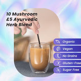 Organic Mushroom Colombian Instant Coffe: (28 Servings) with 10 Superfood Mushrooms with 5 Ayurvedic Herb, Great Tasting - Mushroom Coffee Alternative for Energy, Mental Clarity & Focus 6.3 Oz