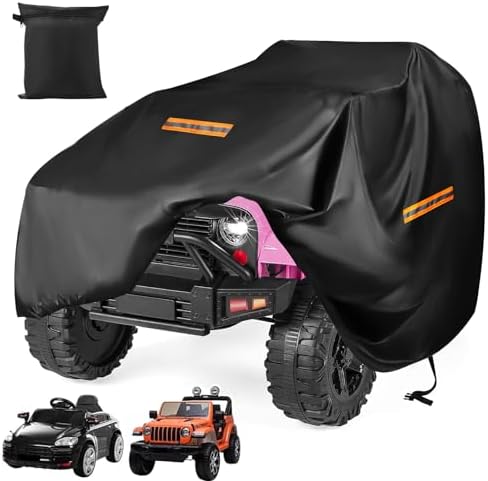 Kids Car Cover,Large Ride On Truck Toys Car for Kids Waterproof Cover,420D Universal Outdoor Cover for Power Wheels Jeep & Toddler Electric Vehicles,All Season Protection,with 3 Reflective Strips