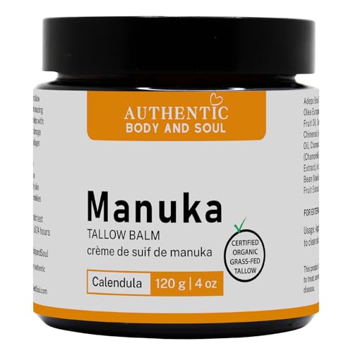Organic Manuka Tallow Cream - Certified Grass-Fed Tallow with Manuka Honey Skin Cream. Helps Soothe the Effects of Sensitive Skin. For Women, Men or a Cream for All Ages as a Daily Moisturizer