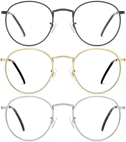 Round Blue Light Blocking Glasses for Women Men, Small Metal Circle Wire Computer Eyeglasses Anti Glare & UV RF5002