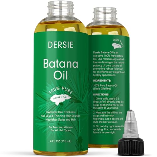 Dersie Batana Oil for Hair Growth: Dr Sebi Organic Raw Batana Oil from Honduras - 100% Pure & Natural - For Thicker & Stronger Hair - 4 FL OZ