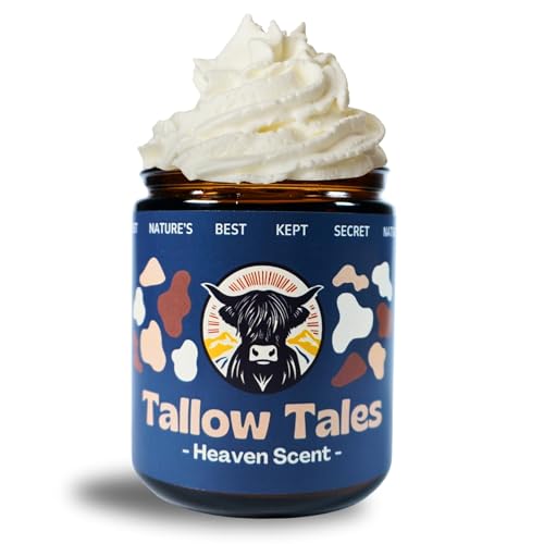 Grass-Fed & Finished Organic Tallow Cream | Face & Body Moisturizer | Heaven Scent (Tea Tree & Rosemary Essential Oils) | For Sensitive, Dry & Irritated Skin (4 Fl Oz)(D1)