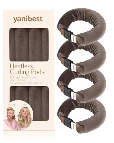 YANIBEST Heatless Hair Curler, Heatless Curls Overnight, No Heat Heatless Curling Rod, Heatless Hair Rollers to Sleep in, 4PCS Rods for Most Hair Types