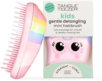 Tangle Teezer Original Detangler Brush, Dry & Wet Travel Size Mini Hair Brush, for Kids & All Hair Types, Rainbow The Unicorn