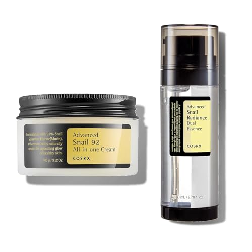 COSRX Glass Skin Ritual- SNail 92 Repair Cream + Snail Dual Essence- Mositurize Dry and Dull Skin to Achieve Radiant Glass Skin, Snail Mucin, Korean Skin Care