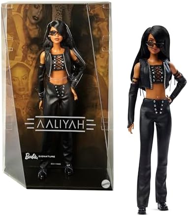 Barbie Signature Aaliyah 11.5" Collectible Doll in Black Faux Leather Outfit