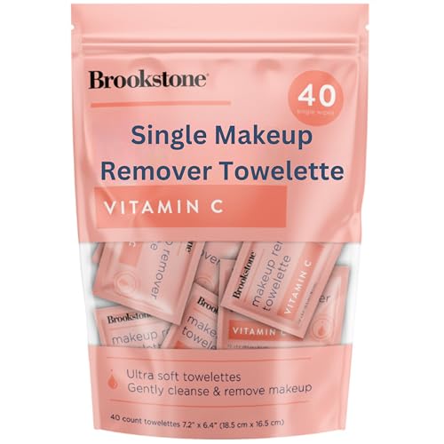 Brookstone Individual Makeup Remover Wipes - Ultra Soft, Makeup Remover Wipes Individually Wrapped, Gently Cleanse & Remove Makeup, 40 Count Makeup Wipes Individually Wrapped