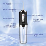 Water-Flosser-Cordless-Teeth-Cleaner MAKJUNS Water Dental Flosser with 3 Modes 4 Jets Rechargeable IPX7 Waterproof Dental Oral Irrigator for Travel Home Braces(Luxury Black)