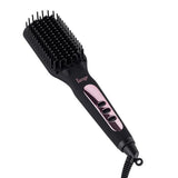 L'ANGE HAIR Le Vite Hair Straightener Brush | Heated Hair Straightening Ceramic Flat Iron for Smooth, Anti Frizz Hair | Dual-Voltage Electric | Hot Brush for Styling (Black)